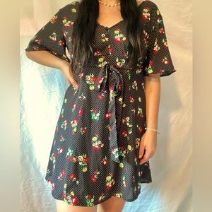 💐Black Polka Dot Floral Dress💐